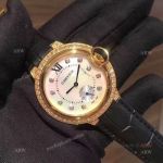 Fake Cartier Ballon Bleu 36mm Watch Gold Case White MOP Face